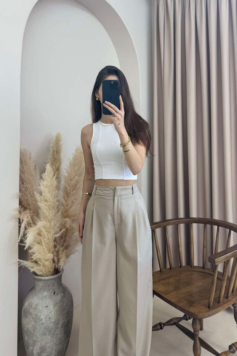 ONE COLOR SIMPLE WOMEN TANK TOP WHITE-E BARDHE - 2