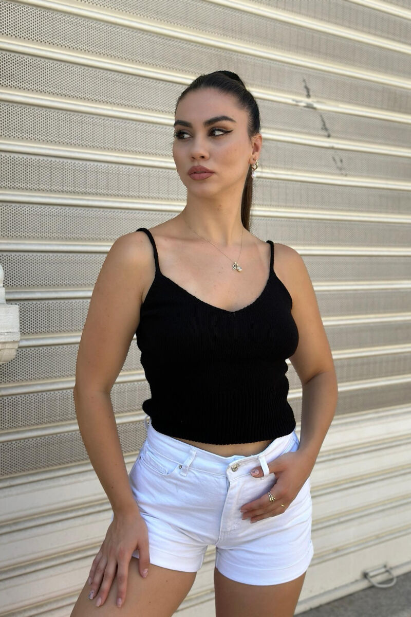ONE COLOR SIMPLE WOMEN TANK TOPS BLACK/ E ZEZE - 2