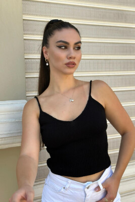 ONE COLOR SIMPLE WOMEN TANK TOPS BLACK/ E ZEZE 