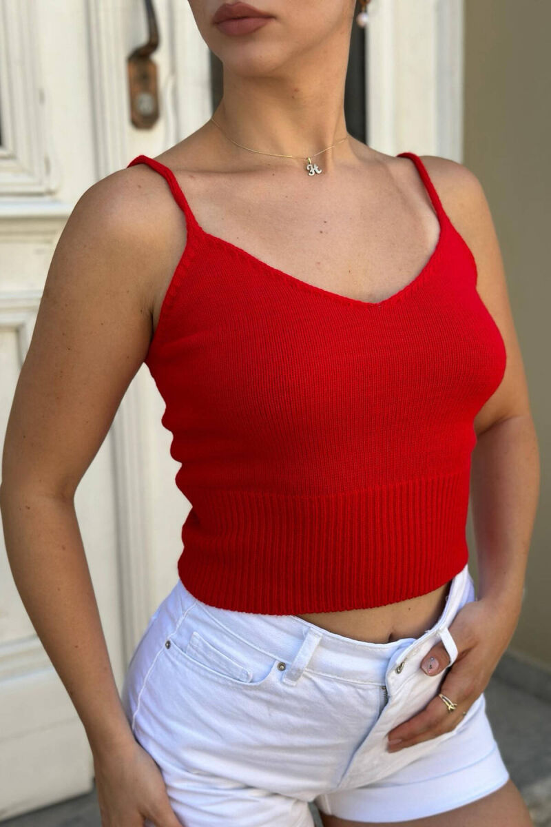 ONE COLOR SIMPLE WOMEN TANK TOPS RED/E KUQE - 3