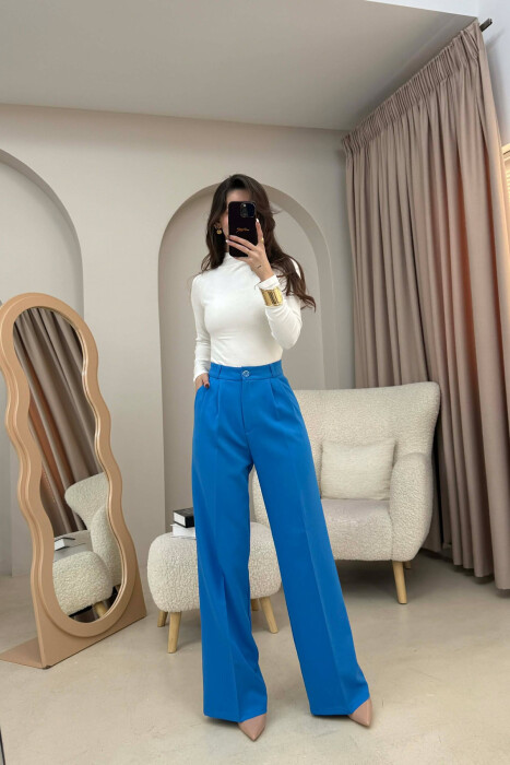 ONE COLOR SIMPLE WOMEN TROUSERS BABY BLUE/BLU BY - 1