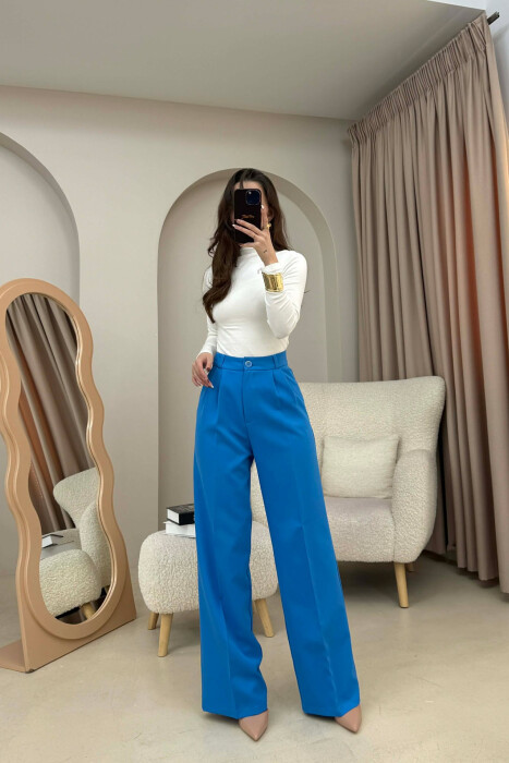 ONE COLOR SIMPLE WOMEN TROUSERS BABY BLUE/BLU BY - 2
