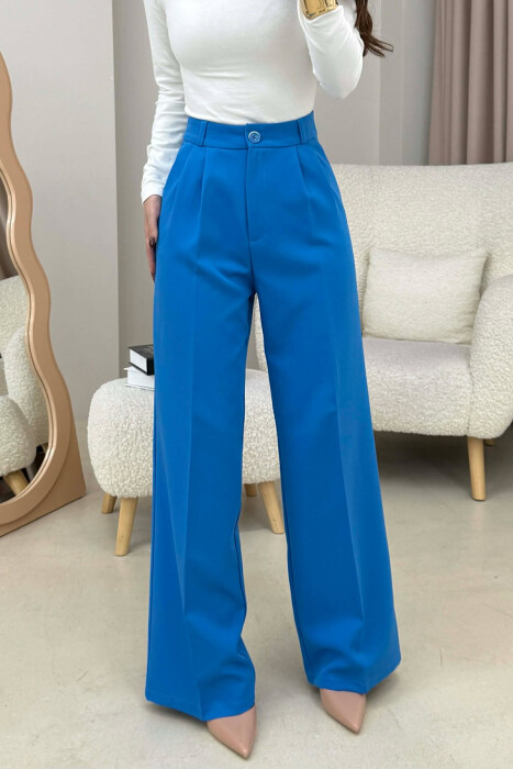 ONE COLOR SIMPLE WOMEN TROUSERS BABY BLUE/BLU BY - 4