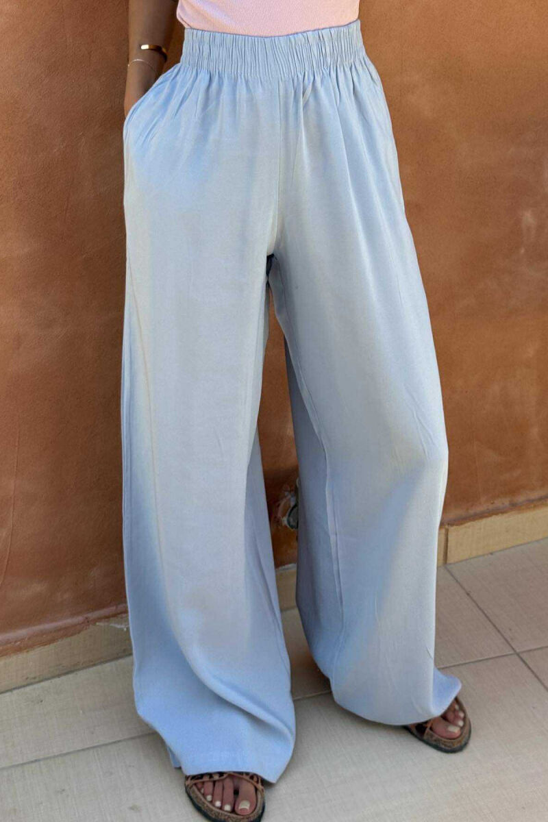 ONE COLOR SIMPLE WOMEN TROUSERS BABY BLUE/BLU BY - 3
