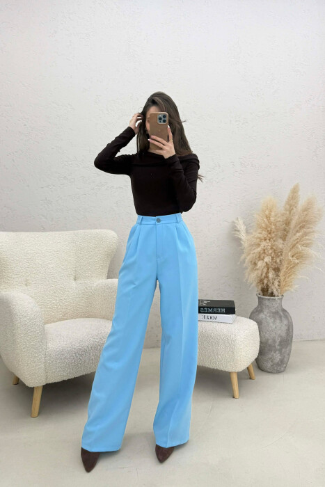 ONE COLOR SIMPLE WOMEN TROUSERS BEAUBLUE/BBL - 1