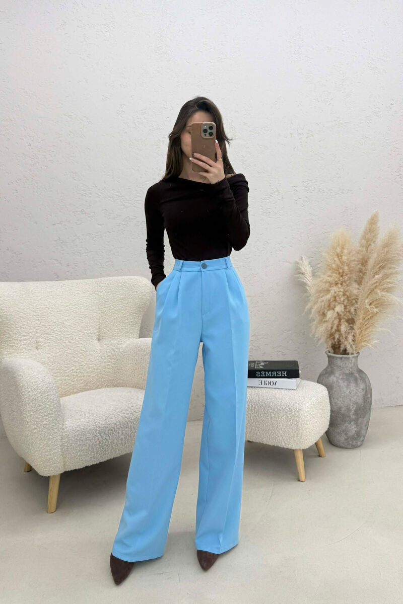 ONE COLOR SIMPLE WOMEN TROUSERS BEAUBLUE/BBL - 2