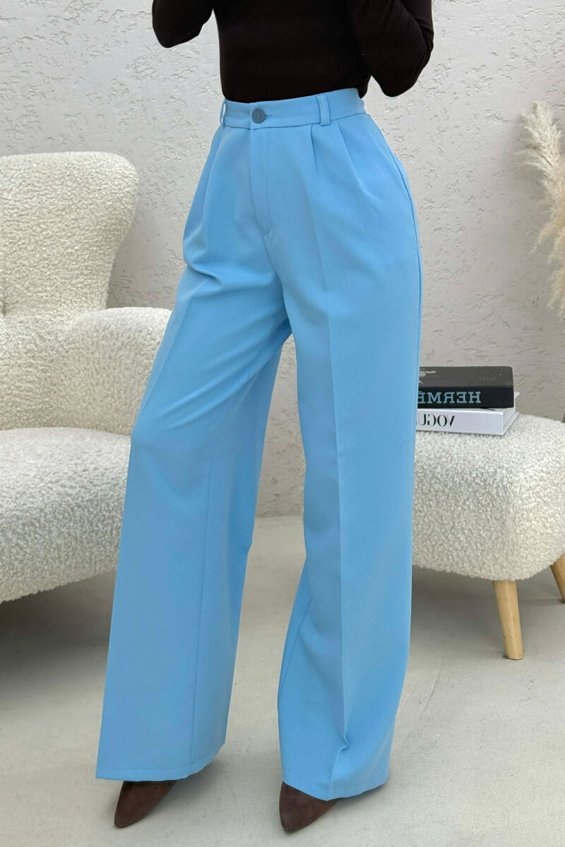 ONE COLOR SIMPLE WOMEN TROUSERS BEAUBLUE/BBL - 3