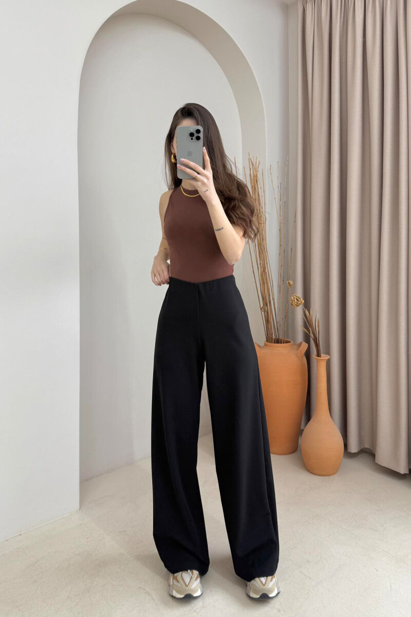 ONE COLOR SIMPLE WOMEN TROUSERS BLACK/ E ZEZE - 1