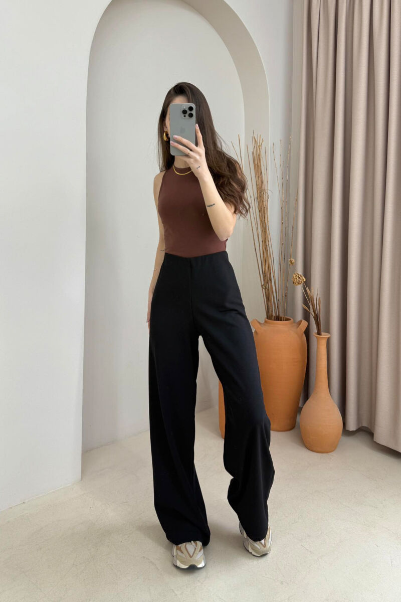 ONE COLOR SIMPLE WOMEN TROUSERS BLACK/ E ZEZE - 5