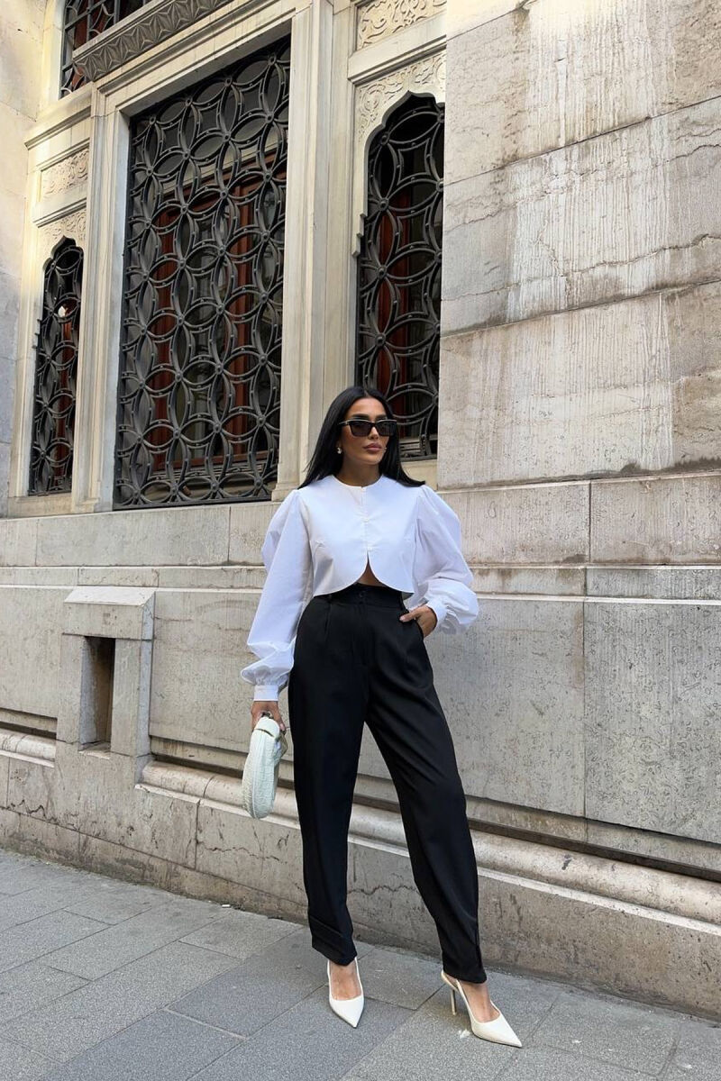 ONE COLOR SIMPLE WOMEN TROUSERS BLACK/ E ZEZE - 1