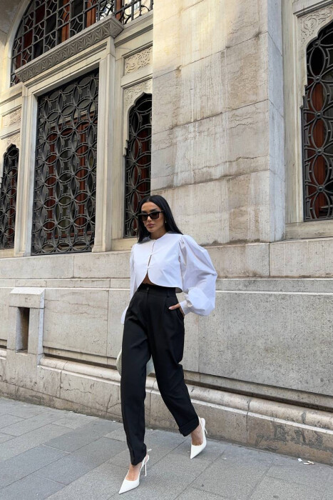 ONE COLOR SIMPLE WOMEN TROUSERS BLACK/ E ZEZE - 2