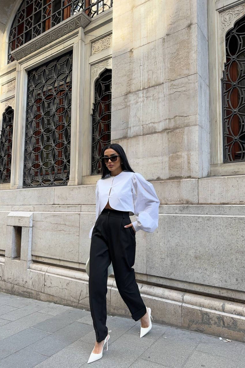 ONE COLOR SIMPLE WOMEN TROUSERS BLACK/ E ZEZE - 2