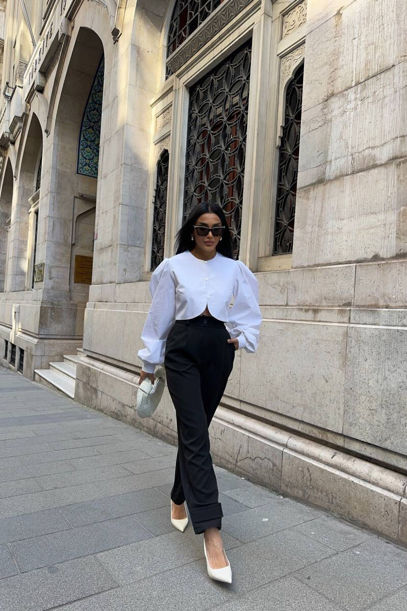 ONE COLOR SIMPLE WOMEN TROUSERS BLACK/ E ZEZE - 4