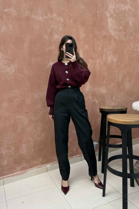 ONE COLOR SIMPLE WOMEN TROUSERS BLACK/ E ZEZE - 6