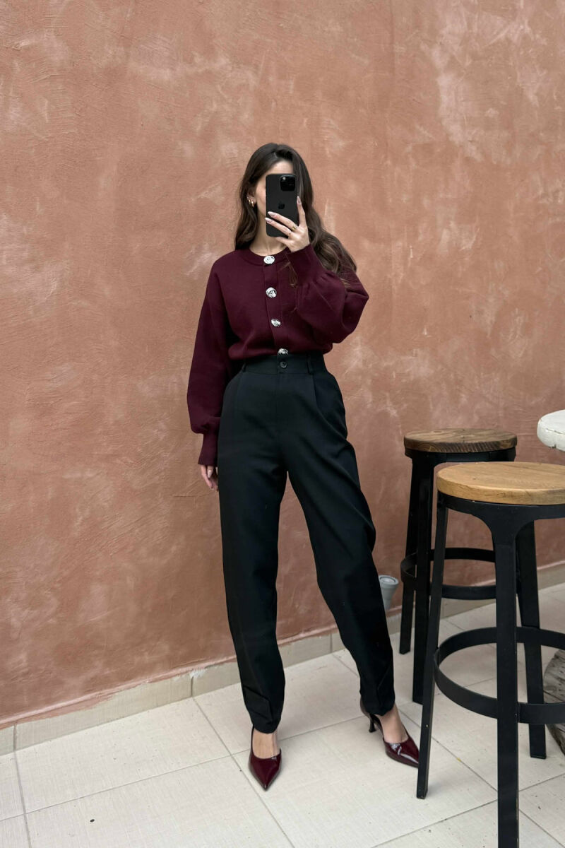 ONE COLOR SIMPLE WOMEN TROUSERS BLACK/ E ZEZE - 6