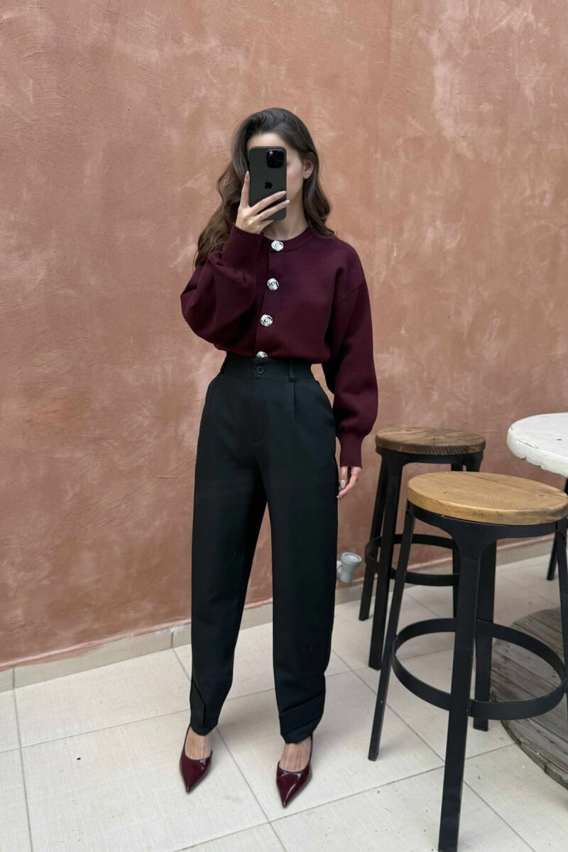 ONE COLOR SIMPLE WOMEN TROUSERS BLACK/ E ZEZE - 8