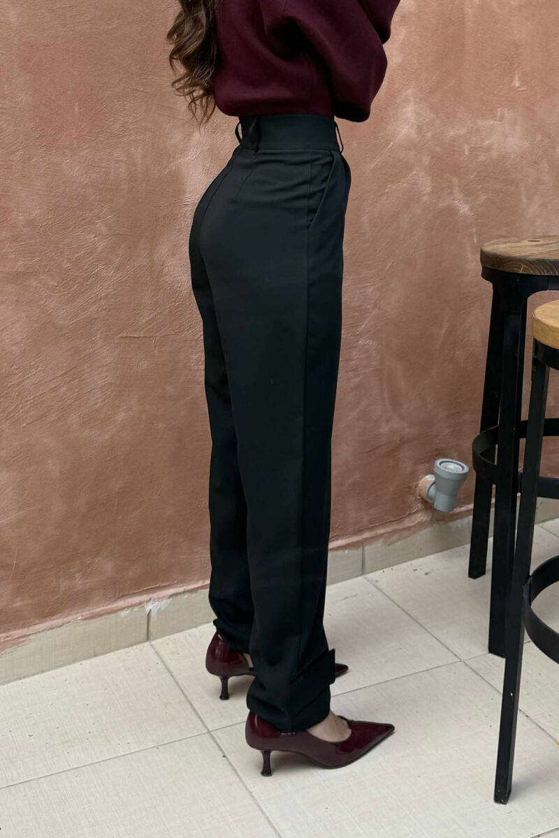 ONE COLOR SIMPLE WOMEN TROUSERS BLACK/ E ZEZE - 9