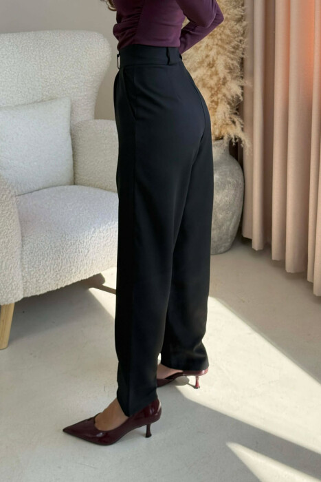 ONE COLOR SIMPLE WOMEN TROUSERS BLACK/ E ZEZE - 5