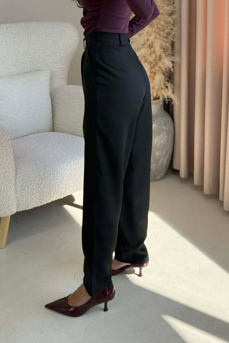 ONE COLOR SIMPLE WOMEN TROUSERS BLACK/ E ZEZE - 5