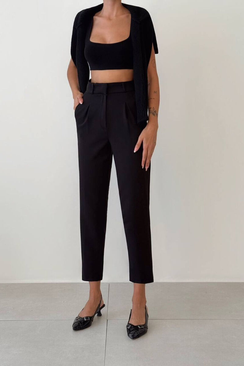 ONE COLOR SIMPLE WOMEN TROUSERS BLACK/ E ZEZE - 6