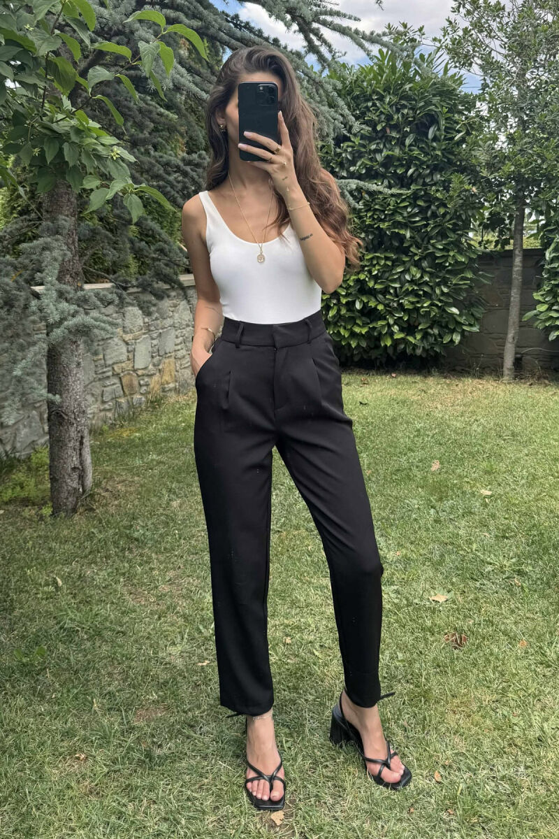 ONE COLOR SIMPLE WOMEN TROUSERS BLACK/ E ZEZE - 3