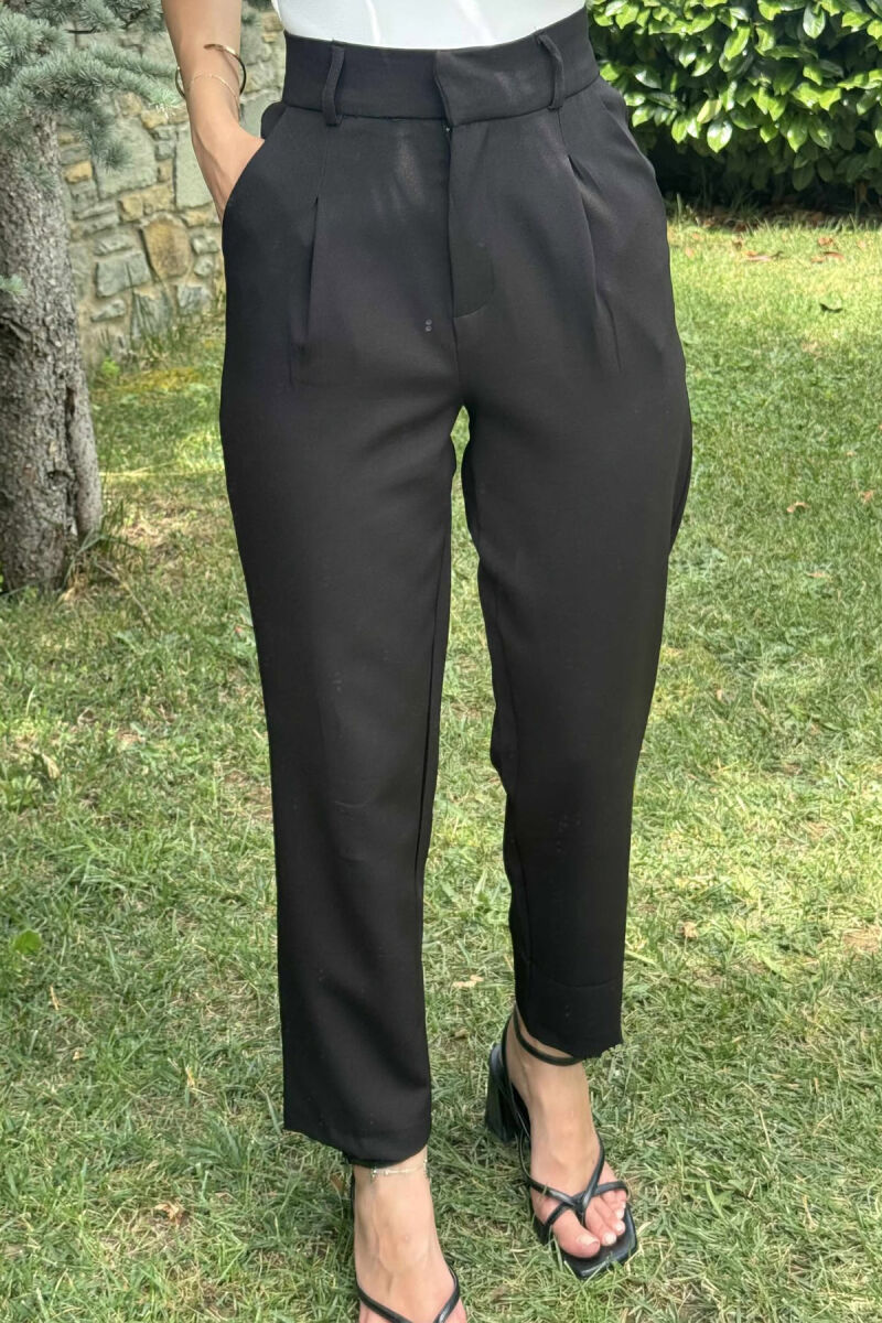 ONE COLOR SIMPLE WOMEN TROUSERS BLACK/ E ZEZE - 4