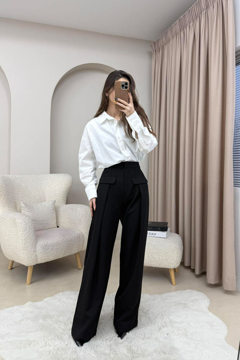 ONE COLOR SIMPLE WOMEN TROUSERS BLACK/ E ZEZE - 4