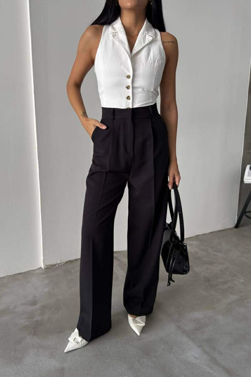 ONE COLOR SIMPLE WOMEN TROUSERS BLACK/ E ZEZE - 1