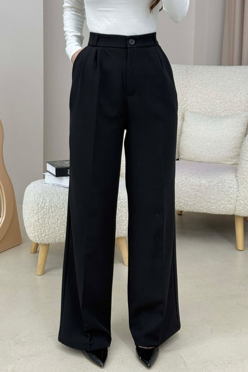 ONE COLOR SIMPLE WOMEN TROUSERS BLACK/ E ZEZE - 3