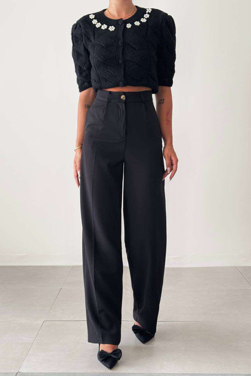 ONE COLOR SIMPLE WOMEN TROUSERS BLACK/ E ZEZE - 1