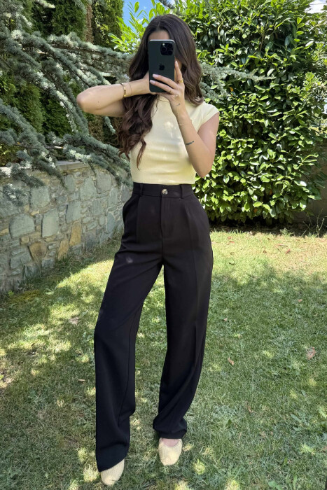 ONE COLOR SIMPLE WOMEN TROUSERS BLACK/ E ZEZE - 2
