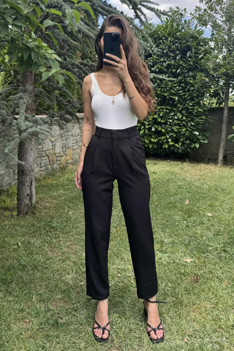ONE COLOR SIMPLE WOMEN TROUSERS BLACK/ E ZEZE 