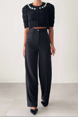 ONE COLOR SIMPLE WOMEN TROUSERS BLACK/ E ZEZE 