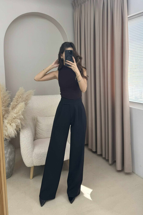 PANTALLONA TË THJESHTA NJË NGJYRËSHE PËR FEMRA NË NGJYRË TË ZEZË - KLAUDIO FASHION