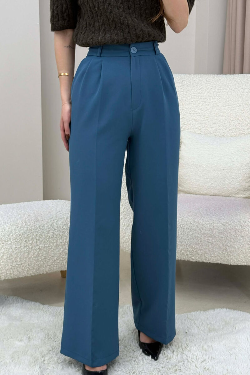 ONE COLOR SIMPLE WOMEN TROUSERS BLUE STONE/GK - 3