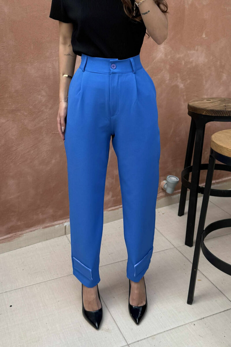 ONE COLOR SIMPLE WOMEN TROUSERS BLUE/BLU - 6