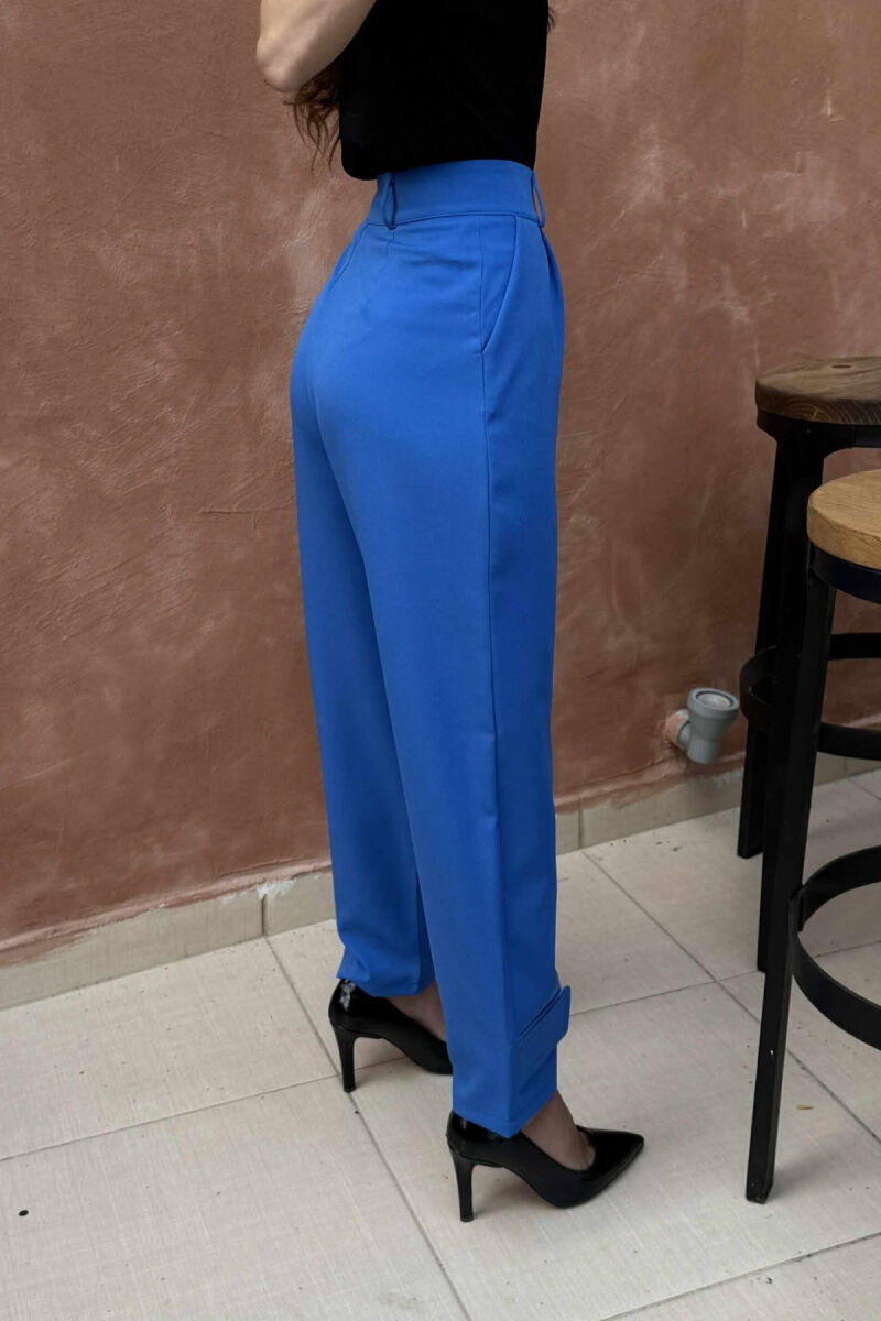 ONE COLOR SIMPLE WOMEN TROUSERS BLUE/BLU - 7