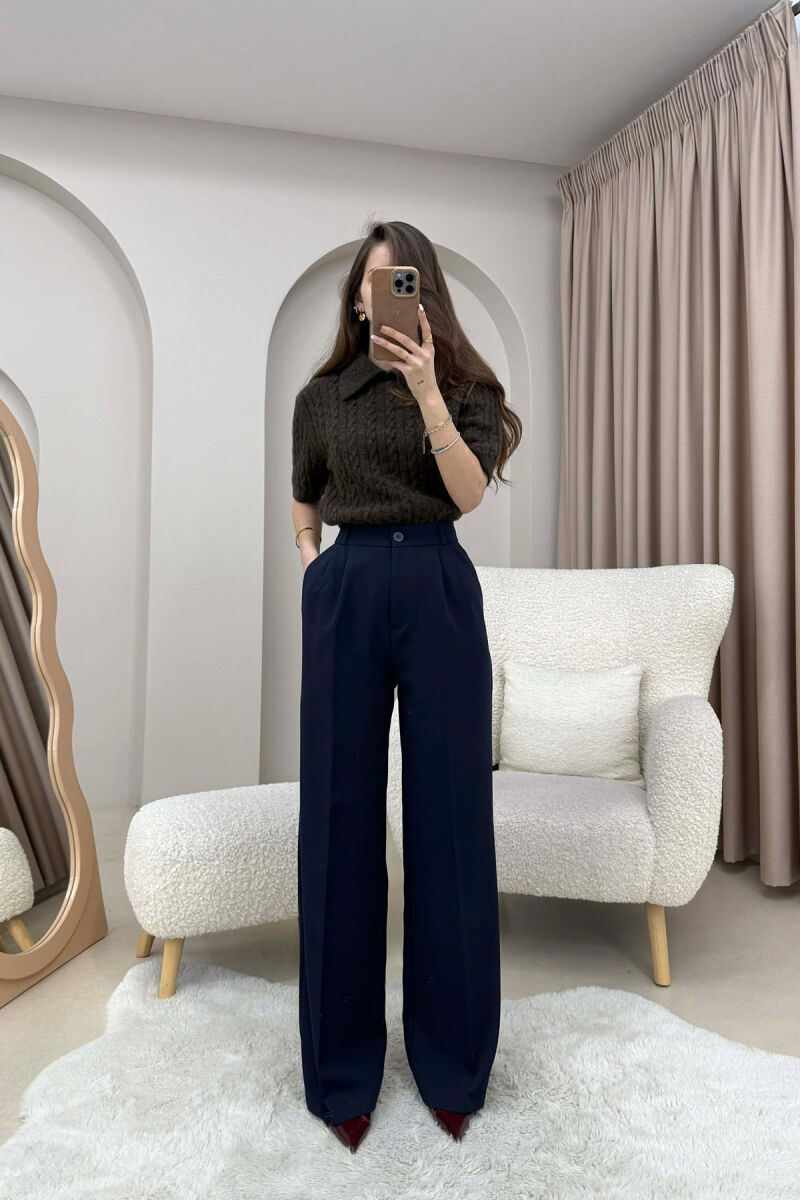 ONE COLOR SIMPLE WOMEN TROUSERS BLUE/BLU - 2