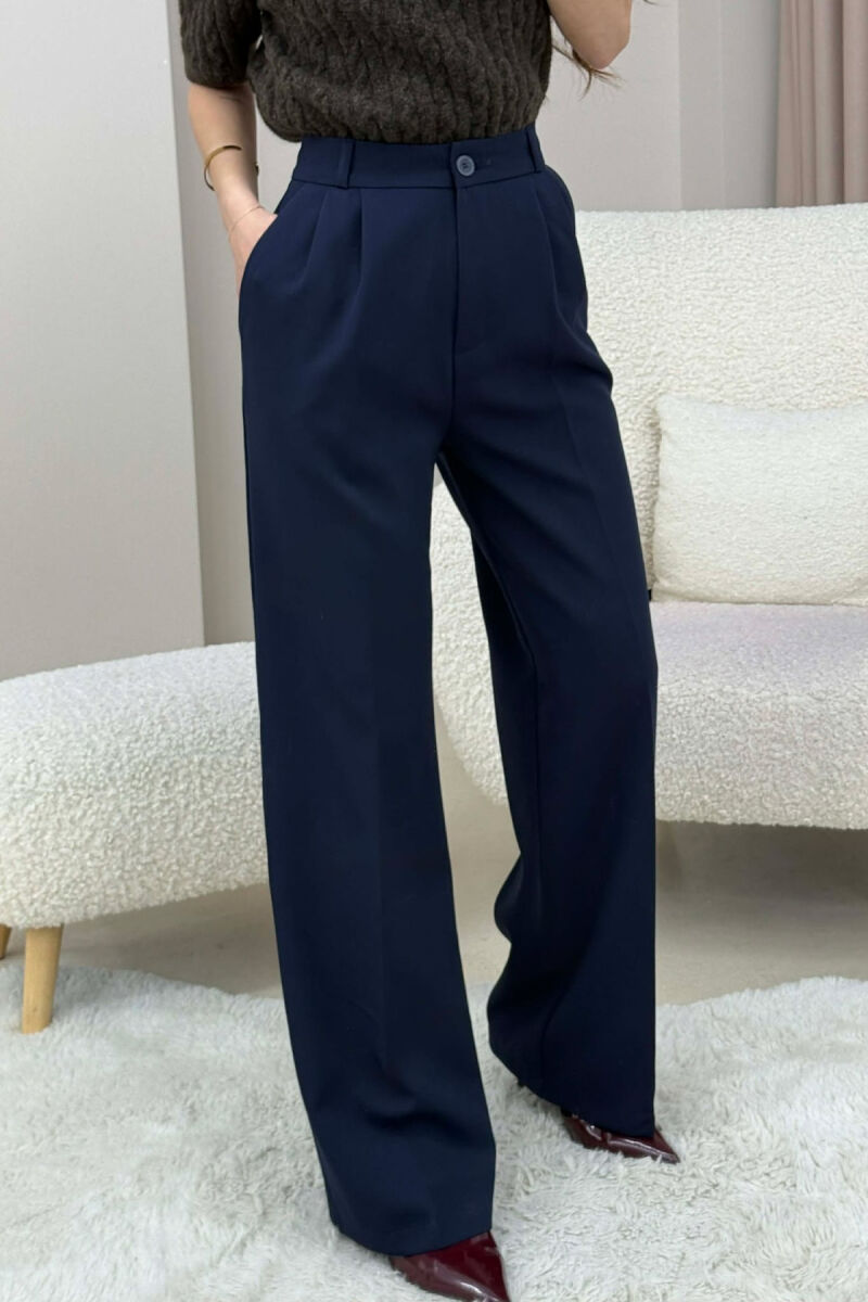 ONE COLOR SIMPLE WOMEN TROUSERS BLUE/BLU - 3