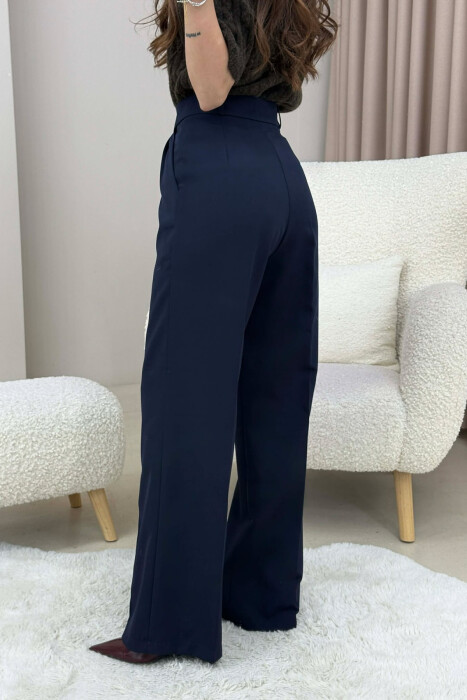 ONE COLOR SIMPLE WOMEN TROUSERS BLUE/BLU - 4