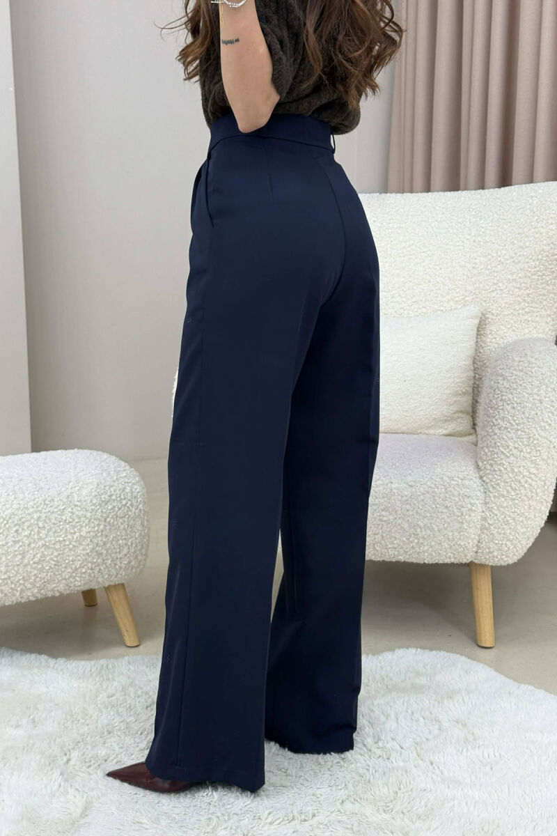 ONE COLOR SIMPLE WOMEN TROUSERS BLUE/BLU - 4