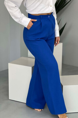 ONE COLOR SIMPLE WOMEN TROUSERS BLUE/BLU 