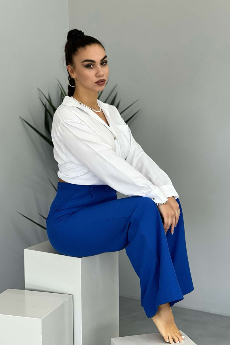 ONE COLOR SIMPLE WOMEN TROUSERS BLUE/BLU - 2