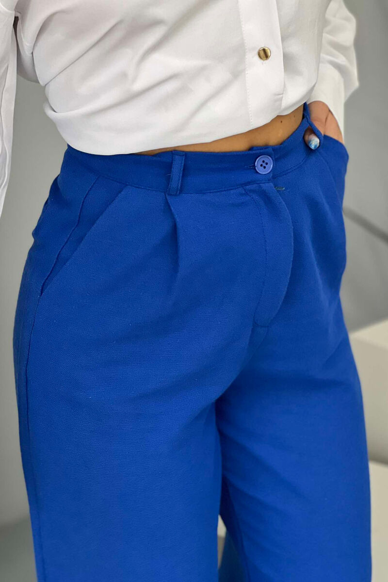 ONE COLOR SIMPLE WOMEN TROUSERS BLUE/BLU - 3