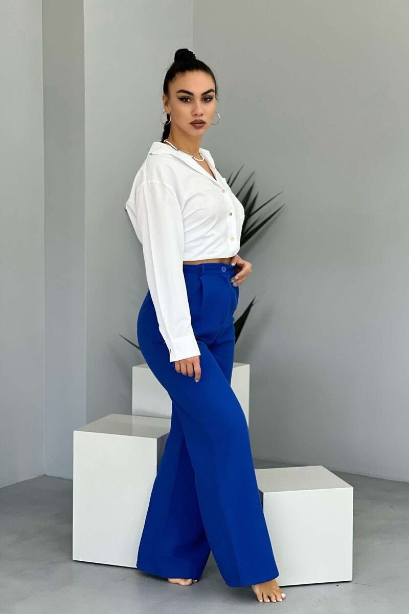 ONE COLOR SIMPLE WOMEN TROUSERS BLUE/BLU - 5