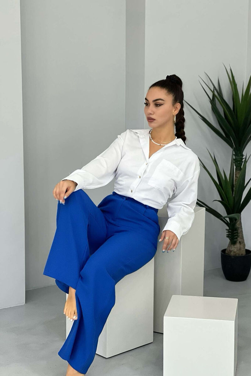 ONE COLOR SIMPLE WOMEN TROUSERS BLUE/BLU - 6