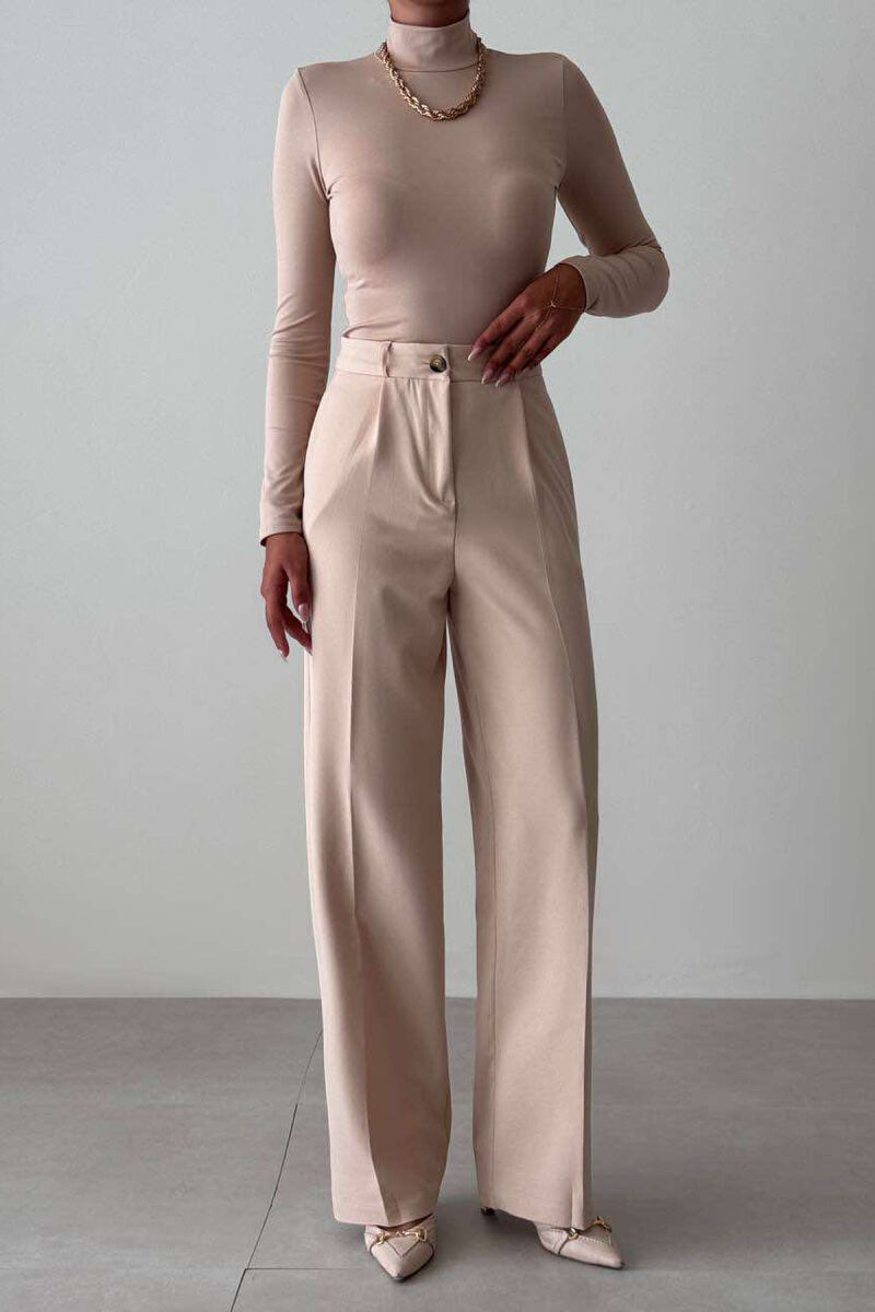 ONE COLOR SIMPLE WOMEN TROUSERS CREAM/KREM - 6