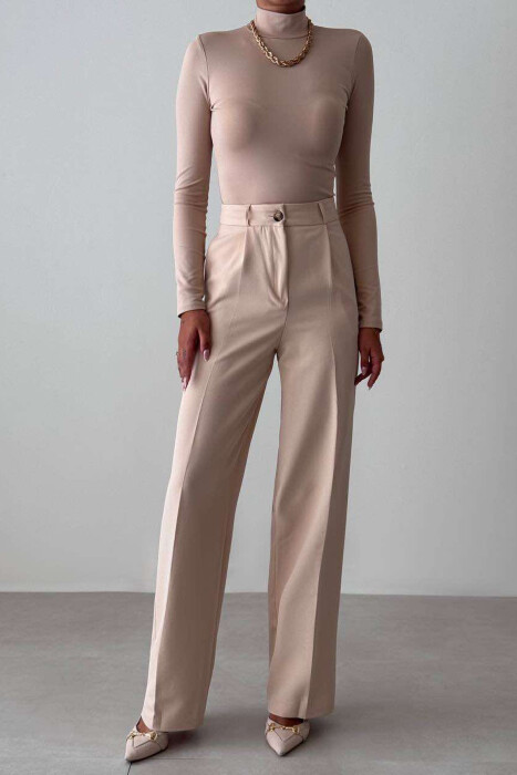ONE COLOR SIMPLE WOMEN TROUSERS CREAM/KREM - 7