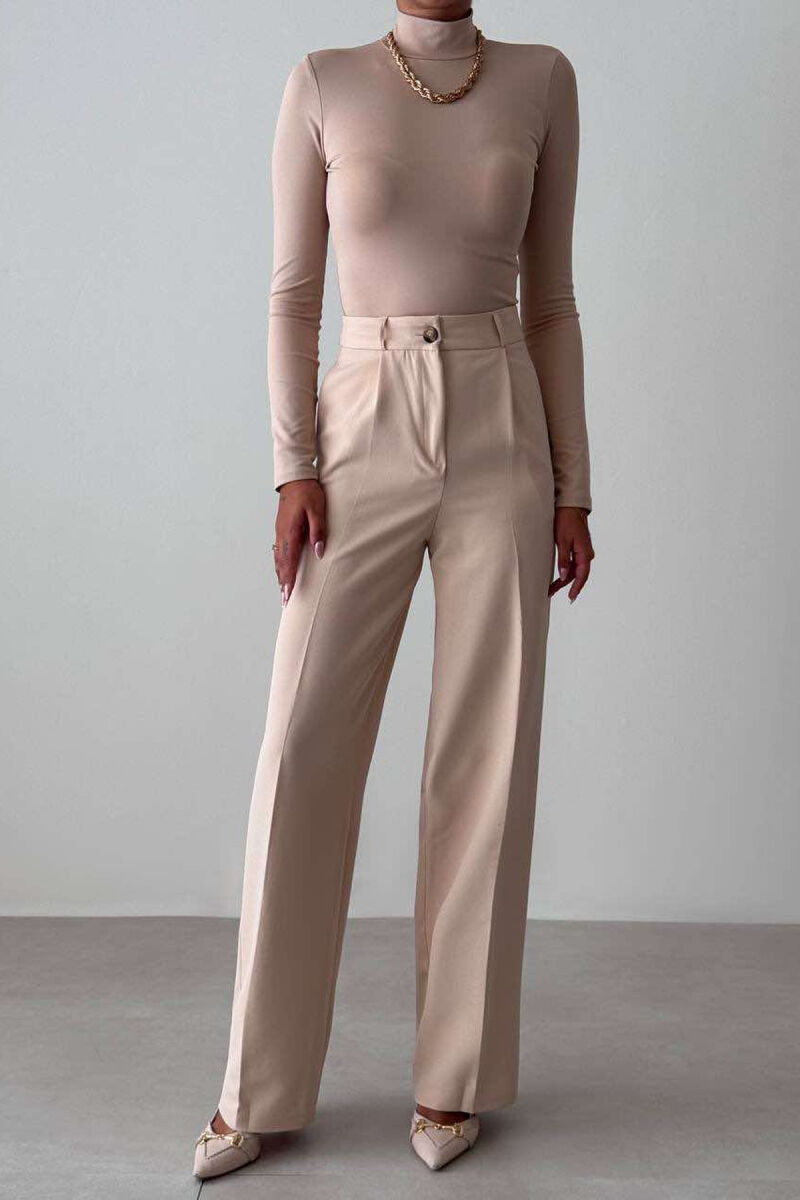 ONE COLOR SIMPLE WOMEN TROUSERS CREAM/KREM - 7