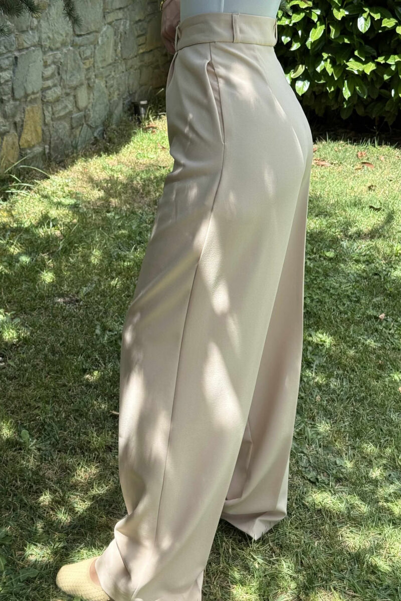 ONE COLOR SIMPLE WOMEN TROUSERS CREAM/KREM - 5